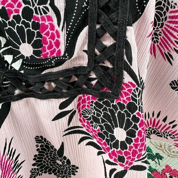 Denim 24/7 Tunic Top Womens 26W Floral Print 3/4 Sleeves Black White Pink Light - Picture 7 of 9